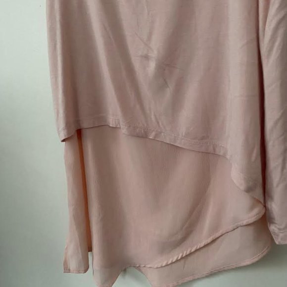NWT ROSE + OLIVE Women L Asymmetrical Layered sleeveless Top Blouse Blush Pink - Picture 6 of 7